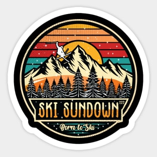 Retro Ski Sundown Sticker